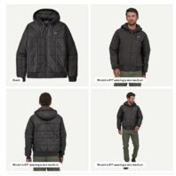 PATAGONIA 20830 MEN'S BOX QUILTED HOODY WITH DRAWSTING SIZE SMALL S BLACK