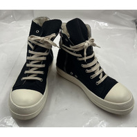 RICK OWENS DRKSHDW HIGH-TOP SNEAKS DU01C6800 DQ1 BLACK/MILK/MILK SIZE 8M EU41