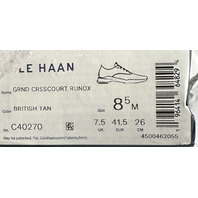 COLE HAAN MENS C40270 BRITISH TAN GRAND+360 CROSSCOURT LEATHER SNEAKERS 8.5 41.5