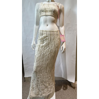 OCEANUS X DAPHNE APHRODITE'S WHITE CO-ORD TOP AND SKIRT SZ L LARGE JERSEY WHITE