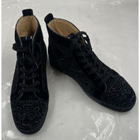CHRISTIAN LOUBOUTIN HIGH TOPS LOUIS ORLATO BLACK VELVET PAISLEY SZ M10.5 EU43.5