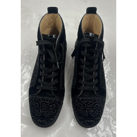 CHRISTIAN LOUBOUTIN HIGH TOPS LOUIS ORLATO BLACK VELVET PAISLEY SZ M10.5 EU43.5