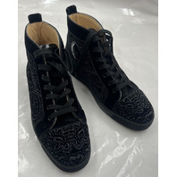CHRISTIAN LOUBOUTIN HIGH TOPS LOUIS ORLATO BLACK VELVET PAISLEY SZ M10.5 EU43.5