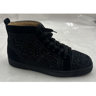 CHRISTIAN LOUBOUTIN HIGH TOPS LOUIS ORLATO BLACK VELVET PAISLEY SZ M10.5 EU43.5