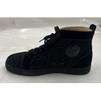 CHRISTIAN LOUBOUTIN HIGH TOPS LOUIS ORLATO BLACK VELVET PAISLEY SZ M10.5 EU43.5