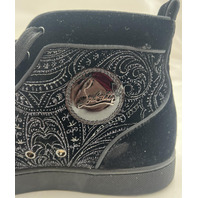 CHRISTIAN LOUBOUTIN HIGH TOPS LOUIS ORLATO BLACK VELVET PAISLEY SZ M10.5 EU43.5