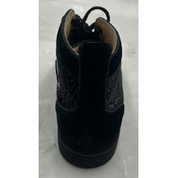 CHRISTIAN LOUBOUTIN HIGH TOPS LOUIS ORLATO BLACK VELVET PAISLEY SZ M10.5 EU43.5