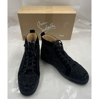 CHRISTIAN LOUBOUTIN HIGH TOPS LOUIS ORLATO BLACK VELVET PAISLEY SZ M10.5 EU43.5