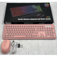 KL2 BACKLIT KB319 PINK WIRELESS KEYBOARD AND MOUSE COMBO
