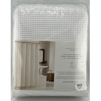 KASSATEX SCS-115-WAF-W WHITE HOTEL WAFFLE SHOWER CURTAIN 100% COTTON 72"X72"