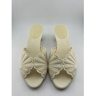 REFORMATION WALDENA BLOCK HEELED MULE IN CREAM PUFF TAFFETA 1317764CPT SIZE 7.5