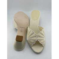 REFORMATION WALDENA BLOCK HEELED MULE IN CREAM PUFF TAFFETA 1317764CPT SIZE 6