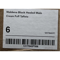 REFORMATION WALDENA BLOCK HEELED MULE IN CREAM PUFF TAFFETA 1317764CPT SIZE 6