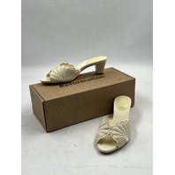 REFORMATION WALDENA BLOCK HEELED MULE IN CREAM PUFF TAFFETA 1317764CPT SIZE 10