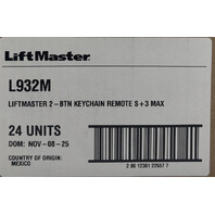QTY 24 LIFTMASTER L932M 2 00 12381 22657 7 2-BUTTON KEYCHAIN REMOTE S+3 MAX MYQ