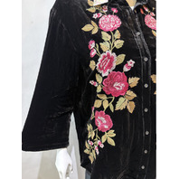 JOHNNY WAS WOMEN'S KIMONO SLEEVE SHIRT MEHDI COLOR BLACK J17225 SZ MEDIUM M