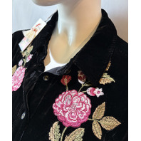 JOHNNY WAS WOMEN'S KIMONO SLEEVE SHIRT MEHDI COLOR BLACK J17225 SZ MEDIUM M