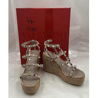 VALENTINO GARAVANI ZW2S0F95 BAE ROCKSTUD WEDGE P66206908 COLOR SKIN SIZE 6W EU36