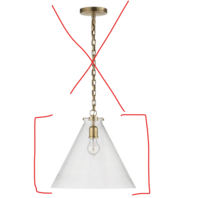 VISUAL COMFORT KATIE CONICAL IN CLEAR GLASS REPLACEMENT 15.75" WIDTH TOBGLFG6CG
