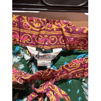 SUNDANCE WOMEN'S FLORAL PANT IN TEAL 100% COTTON ANKLE LENGTH SIZE XL EXTRALARGE