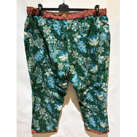 SUNDANCE WOMEN'S FLORAL PANT IN TEAL 100% COTTON ANKLE LENGTH SIZE XL EXTRALARGE