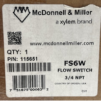 MCDONNELL & MILLER FS6W FLOW SWITCH 3/4 NPT 115651 W/ NEMA 4X ENCLOSURE