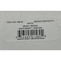 KASSATEX NEW YORK MONTECITO ANT-WB-W WHITE RESIN WASTE BASKET