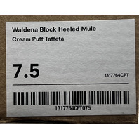 REFORMATION WALDENA BLOCK HEELED MULE IN CREAM PUFF TAFFETA 1317764CPT SIZE 7.5