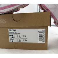 ASICS GEL-1130 WHITE/PURE SILVER PINK RUNNING SHOE SZ 6 WOMENS EU37 1202A507-100