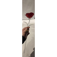 WATERFORD 40001551 CRYSTAL FLEUROLOGY 14.5" COLORED RED ROSE GLASS SCLUPTURE