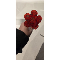 WATERFORD 40001551 CRYSTAL FLEUROLOGY 14.5" COLORED RED ROSE GLASS SCLUPTURE