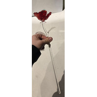 WATERFORD 40001551 CRYSTAL FLEUROLOGY 14.5" COLORED RED ROSE GLASS SCLUPTURE