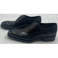SANTONI GENJI-LURU19 MENS US 9 UK 8 BLUE LEATHER LACE-UP OXFORD DRESS SHOES