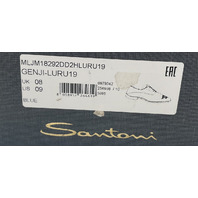 SANTONI GENJI-LURU19 MENS US 9 UK 8 BLUE LEATHER LACE-UP OXFORD DRESS SHOES
