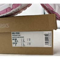 ASICS GEL-1130 WHITE/PURE SILVER PINK RUNNING SHOE SZ 7 WOMENS EU38 1202A507-100