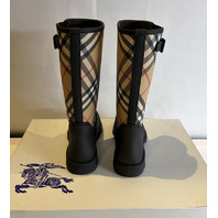 BURBERRY RUBBER MARCH STAMP HIGH BOOTS NEW US WOMENS SZ 10 81116771
