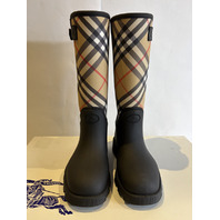 BURBERRY RUBBER MARCH STAMP HIGH BOOTS NEW US WOMENS SZ 10 81116771
