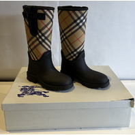 BURBERRY RUBBER MARCH STAMP HIGH BOOTS NEW US WOMENS SZ 10 81116771