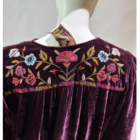 JOHNNY WAS WOMENS CURVED HEM PRAIRIE BLOUSE COLOR EGG PLANT J16225 SZ MEDIUM M