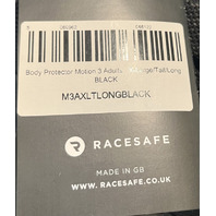 RACESAFE MOTION3 ADULT XL TALL/LONG BLACK BODY PROTECTION VEST M3AXLTLONGBLACK