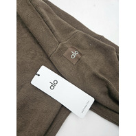 ALO YOGA 4601R SCHOLAR KNIT CROPPED FULL ZIP JACKET M ESPRESSO