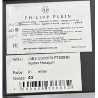 PHILIPP PLEIN RUNNER HEXAGON LABS USC0079 PTE003N LOW-TOP SNEAKERS WHITE SIZE 40