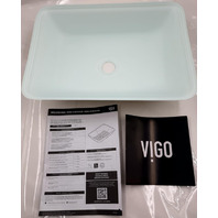 VIGO VG07114 CLARA RECTANGULAR WHITE GLASS VESSEL BATHROOM SINK 18"X13"X4"