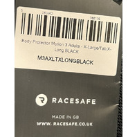 RACESAFE MOTION3 ADULT XL TALL/X-LONG BLACK BODY PROTECTOR VEST M3AXLTXLONGBLACK
