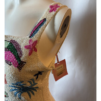 OCEANUS ARIZONA HAND-BEADED MINI DRESS SIZE LARGE WHITE DR007