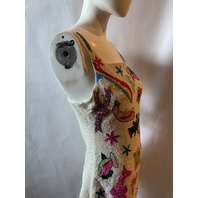 OCEANUS ARIZONA HAND-BEADED MINI DRESS SIZE LARGE WHITE DR007