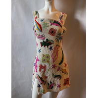 OCEANUS ARIZONA HAND-BEADED MINI DRESS SIZE LARGE WHITE DR007