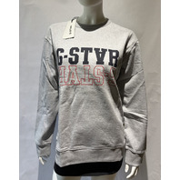 G-STAR LOGO R SW RAW MEDIUM GRAY LOGO CREWNECK SWEATER SIZE LARGE L
