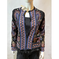 JOHNNY WAS WOMEN'S KATIUSKA SHORT FRINGE JACKET BLACK C56525 SIZE MEDIUM M
