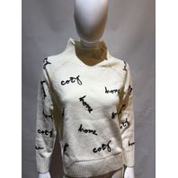 SUNDANCE WOMEN'S IVORY EMBROIDERED COZY HOUR KNIT PULLOVER SIZE S SMALL